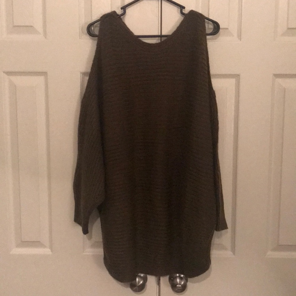 Green Cold Shoulder Sweater